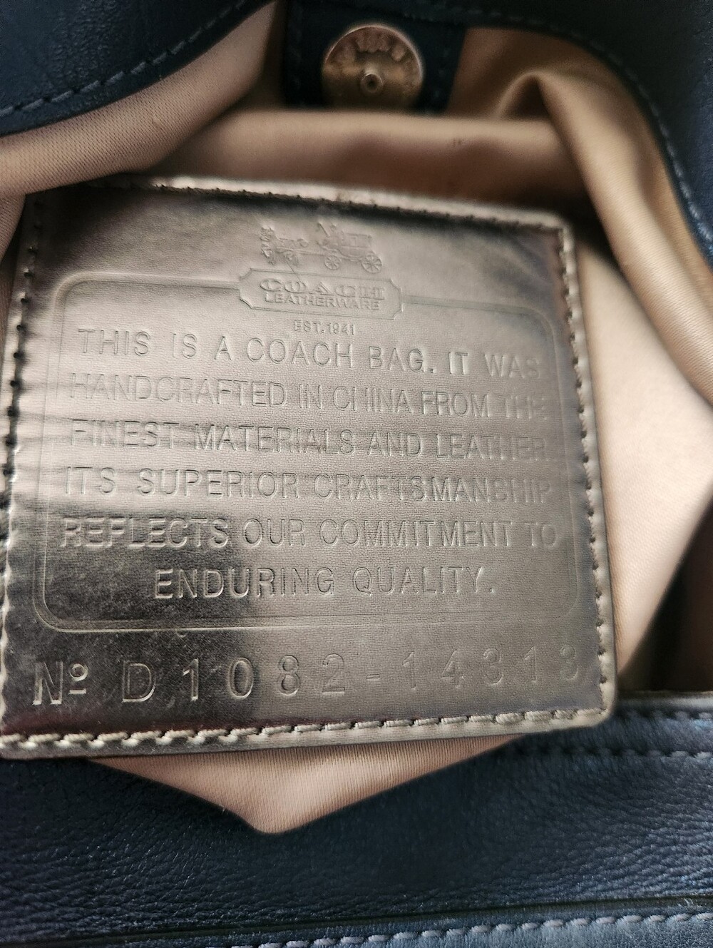 Coach Navy Leather Tote